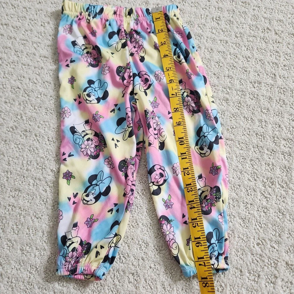 Disney Junior Minnie Mouse Pajama Set Girls 2T Pink Tie‎ Dye Floral Hearts